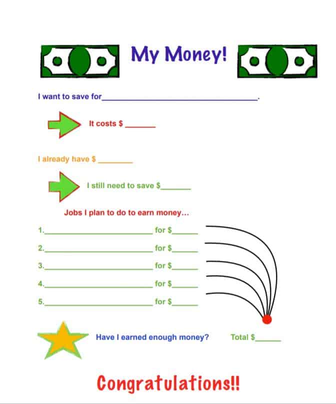 Money Saving Chart For Kids